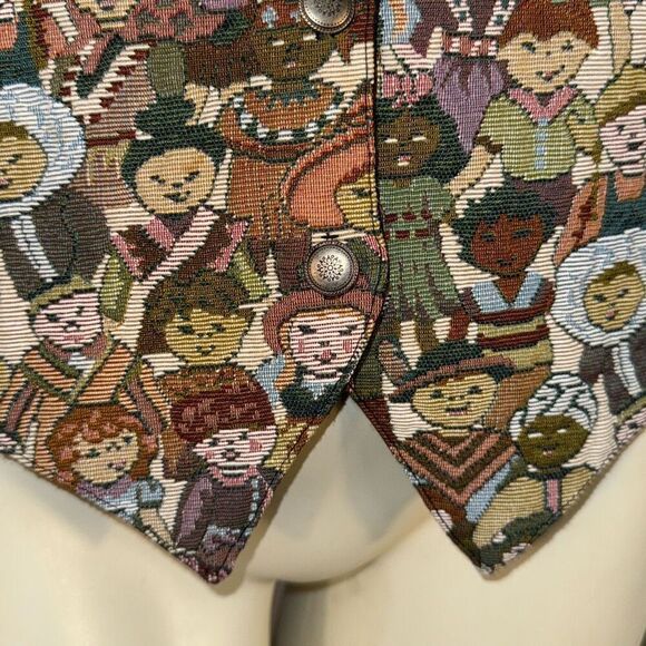 Vintage CLIO International Children Tapestry Vest Womens Size Large - Picture 5 of 13